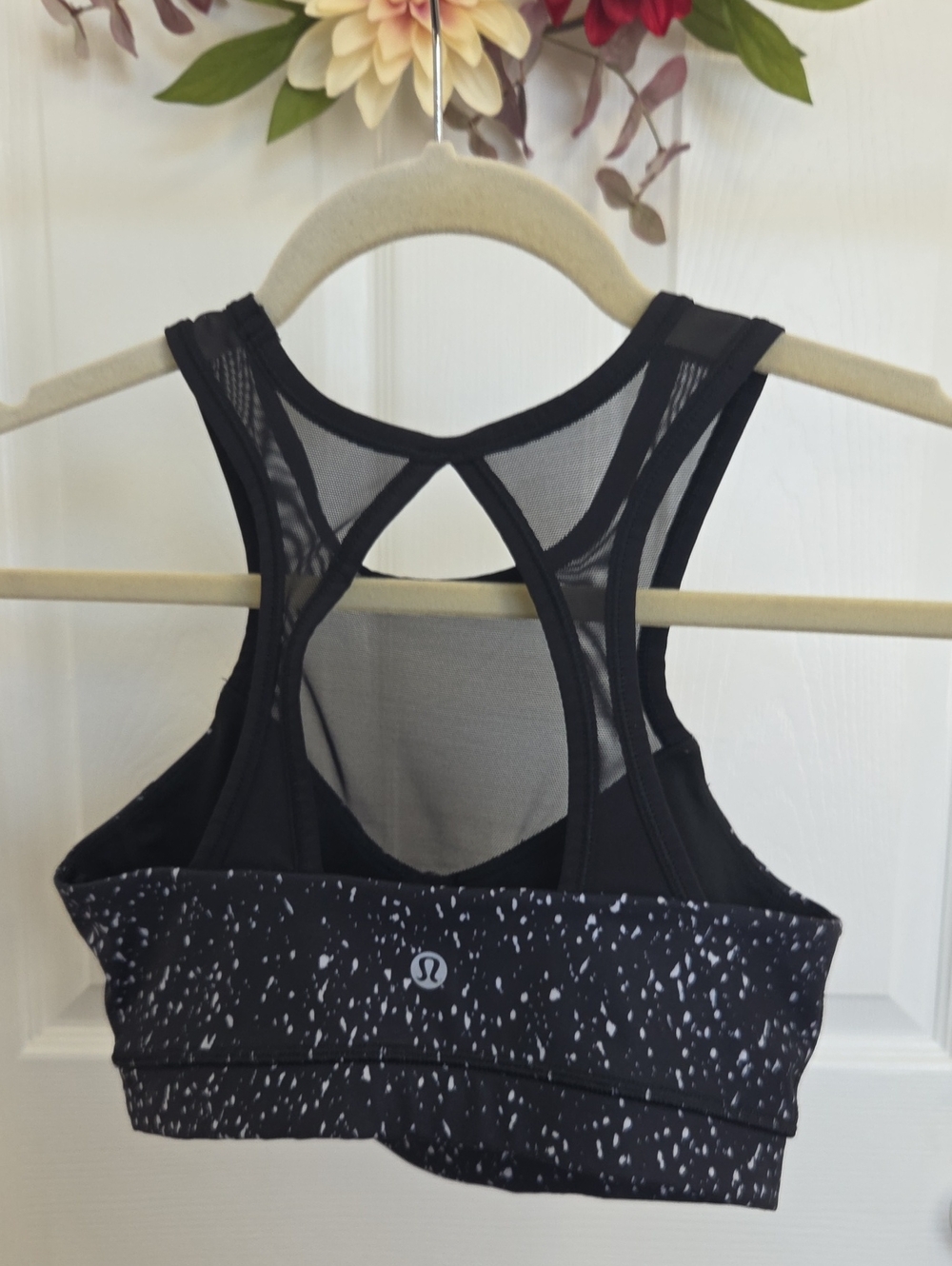 lululemon athletica Women's Black Speckled Mesh-Back Sports Bra Size 4